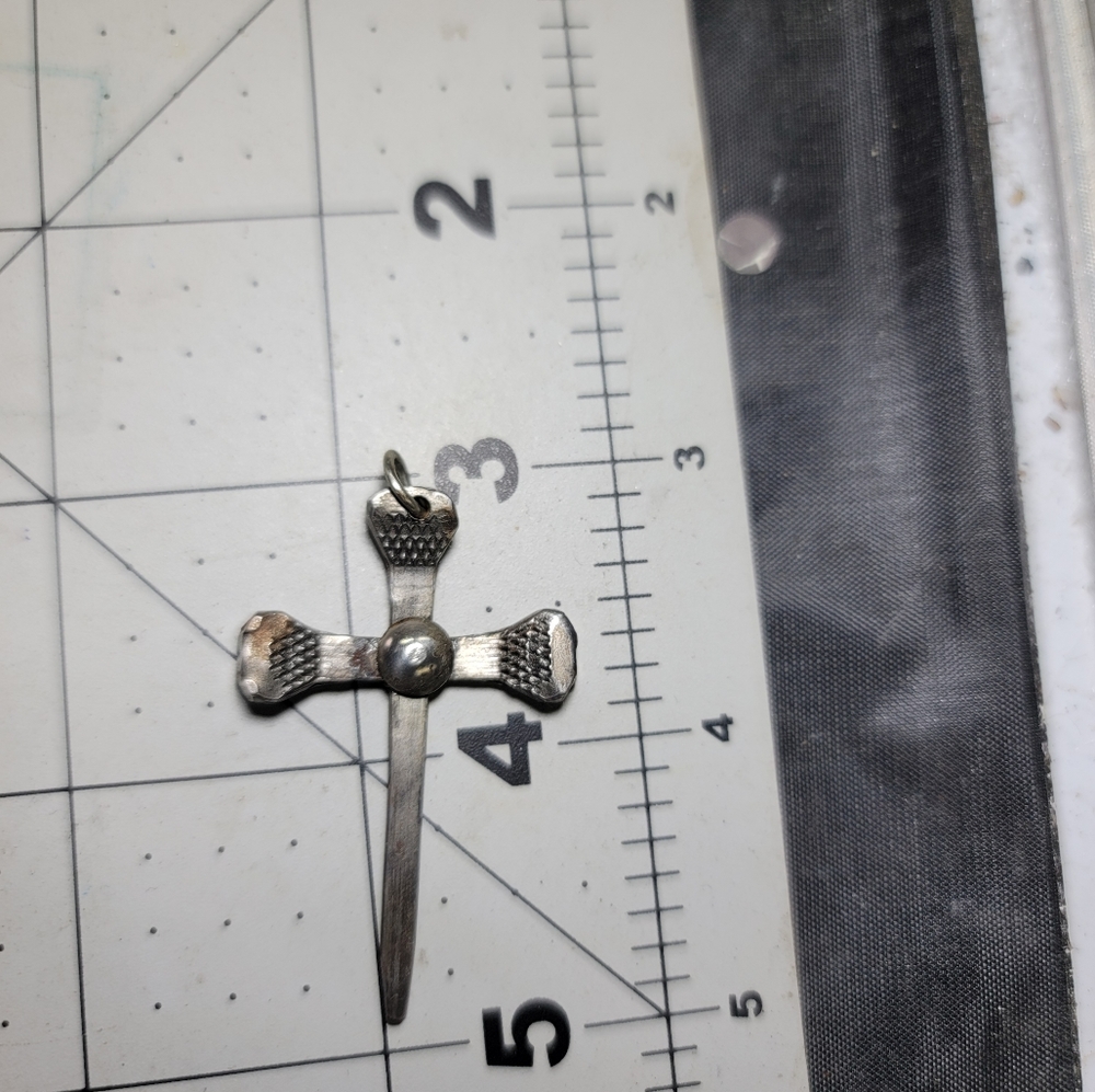 Antique Nail Cross Hand Made Metal Cross, Forged Cross Pendant,